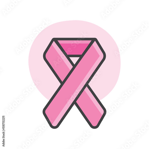Awareness pink ribbon icon isolated.