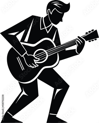 Man Playing Guitar Vector Silhouette