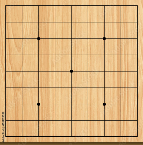 囲碁盤　9路盤　イラスト
