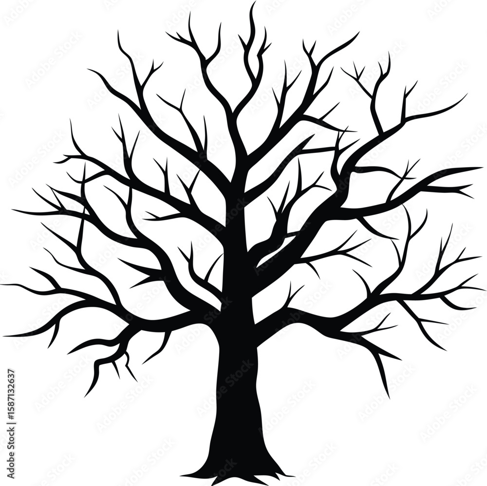Fototapeta premium Bare Winter Tree Illustration