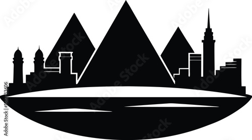 Pyramids and Sphinx Silhouette