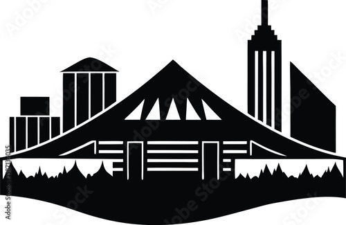 Modern Convention Center Building Vector Silhouette
