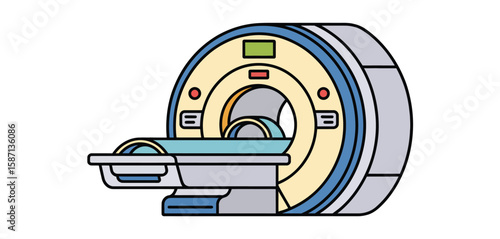 Modern mri scanner machine with patient bed for medical imaging procedures