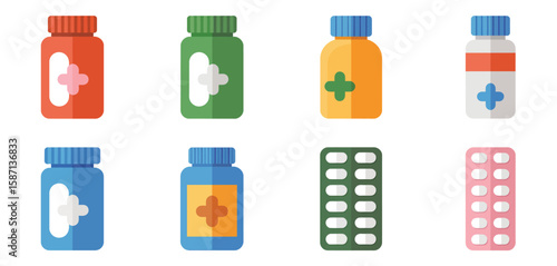 set of medicine bottles