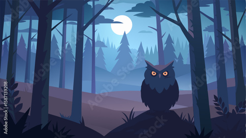 The peaceful stillness of the foggy forest with only the occasional hoot of an owl breaking the silence.