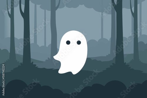 Glowing Ghost with Friendly Smile in Cozy Setting