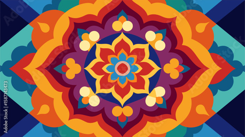 Multiple layers of pigment are meticulously applied to create unique and vibrant tile designs.. Vector illustration
