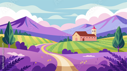The soothing scent of lavender fills the air permeating every corner of the idyllic rural landscape.