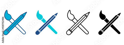 Art Icon Set With Multiple Styles. Vector Illustration