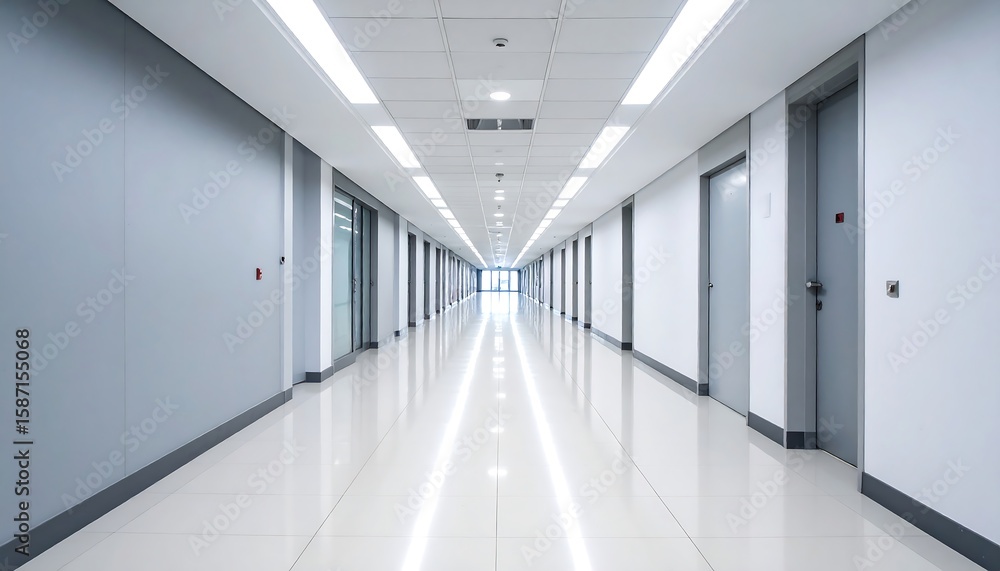 Fototapeta premium Empty hospital corridor, bright and clean