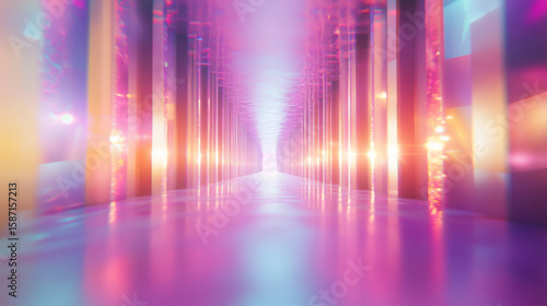 Wallpaper Mural Holographic dreamscape gradient, ultra-modern blend of soft pastels and neon reflections, seamless fluid motion for premium digital design and backgrounds —ar 16:9  Torontodigital.ca