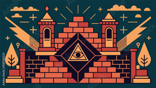 The intricate masonry work is a true art form with its own set of techniques and skills that only the most dedicated and experienced masons possess.. Vector illustration