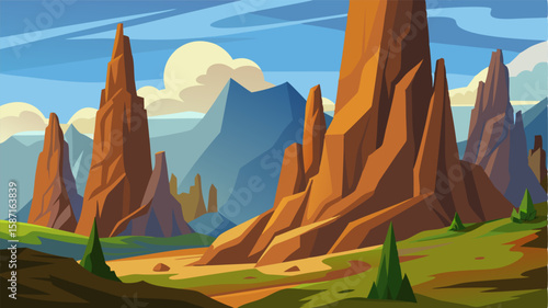 The rugged highlands are dotted with towering rock formations that seem to touch the sky.
