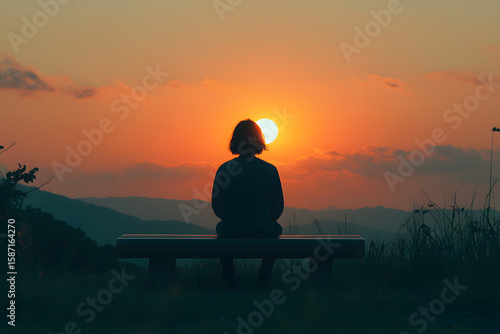 a person sitting on a bench watching the sun set