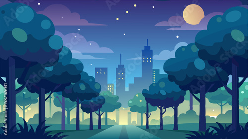 The trees form a natural canopy overhead providing a peaceful retreat from the bright city lights.