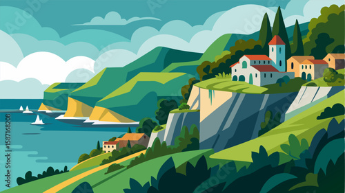 The rugged landscape surrounding the village is abundant with lush greenery adding a touch of natural beauty to the already stunning coastal views.