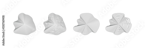 Topography Line Circles – Wood Texture and Organic Growth Rings Vector Set.