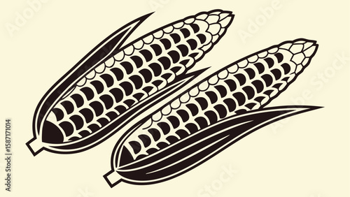 Two stylized corn cobs maize food
