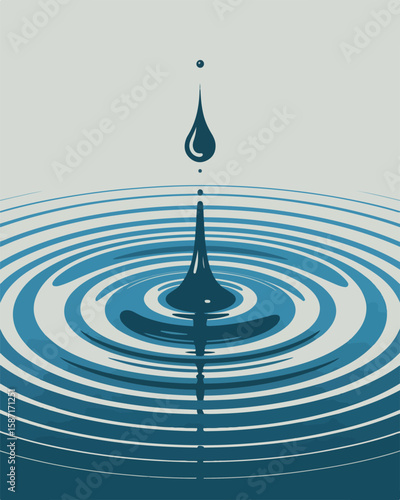 Stylish Water Drop with Ripples Vector Graphic Design for Eco-Friendly and Natural Balance Ideas 