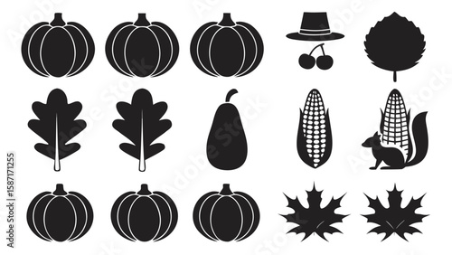 Autumn Harvest Icons pumpkin corn