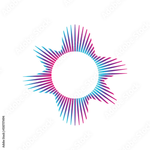 Music equalizer and sound wave. Circular sound waves, depicting audio music, icons and logos for equalizers, radial spectrum designs, ring patterns. Vector illustrations isolated on white background.
