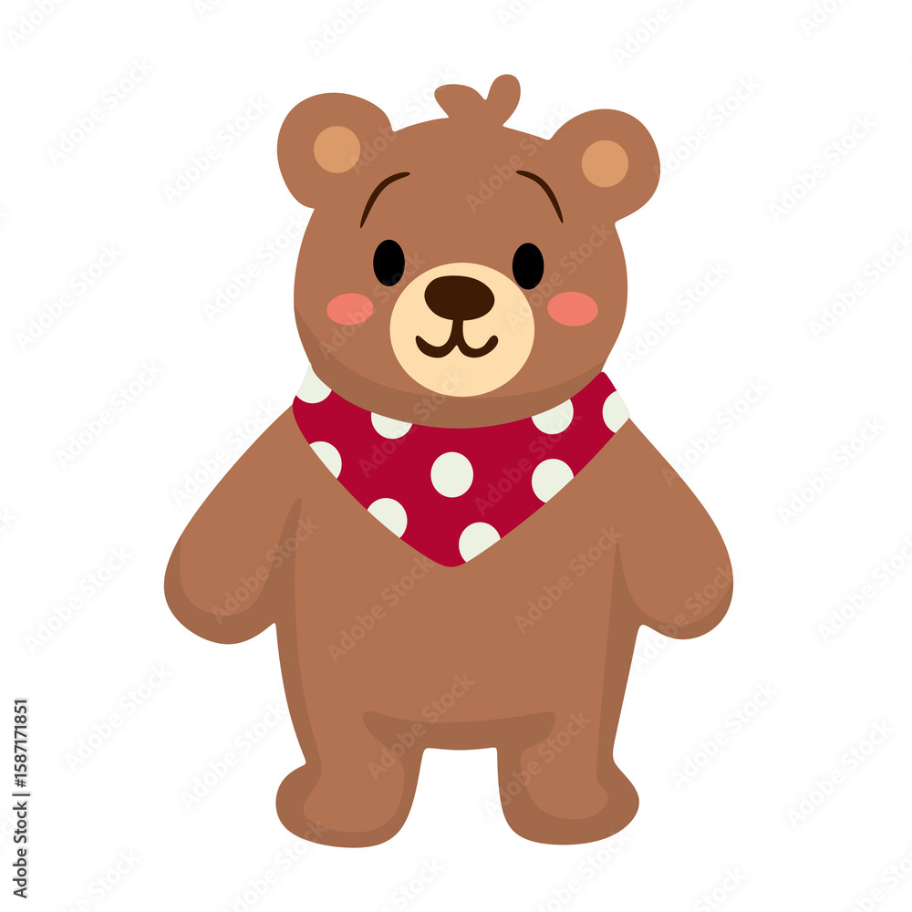 Obraz premium Brown Teddy Bear with Scarf Illustration