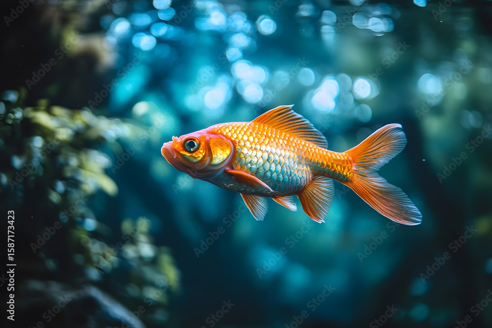 a fish swimming in a tank with water a fish swimming in a tank with water