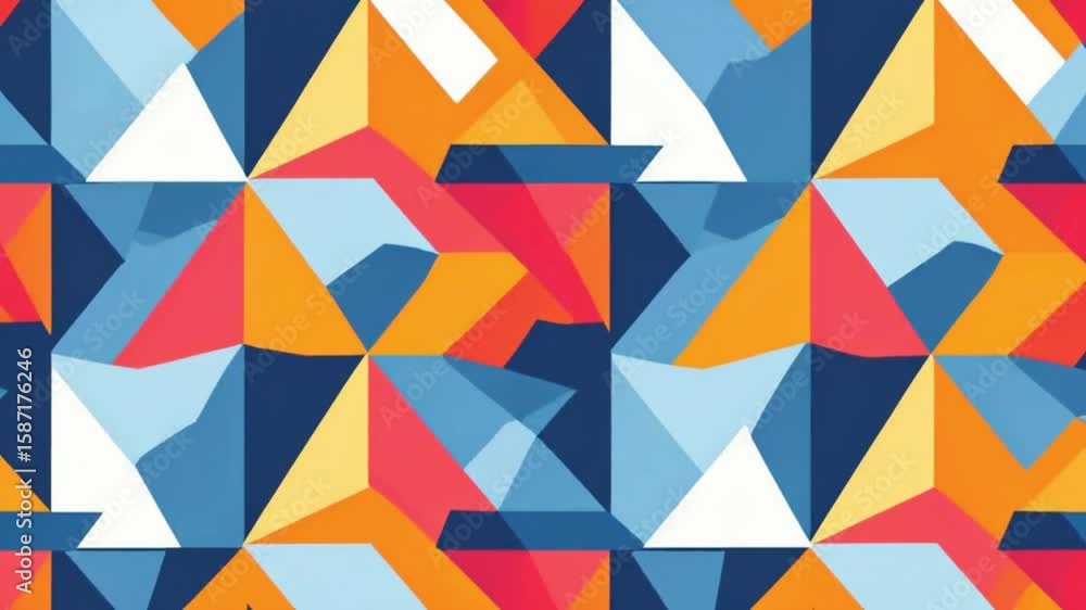 Geometric seamless pattern with interlocking shapes and lines in a modern palette 