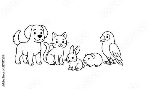 Fun Animal Friends Coloring Page for Kids – Beach, Books, and Playful Scenes