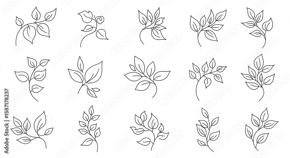 Fototapeta premium Elegant Black Floral Pattern with Leaf Motifs on White Background