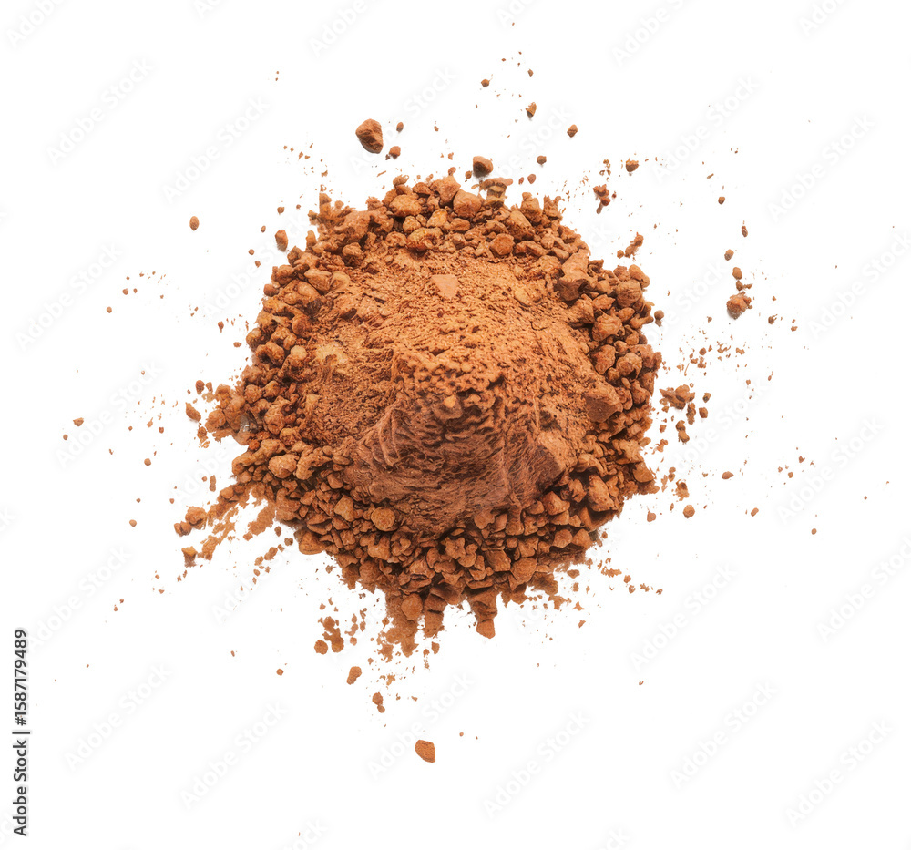 cocoa powder pile isolated on white background cocoa powder pile isolated on white background