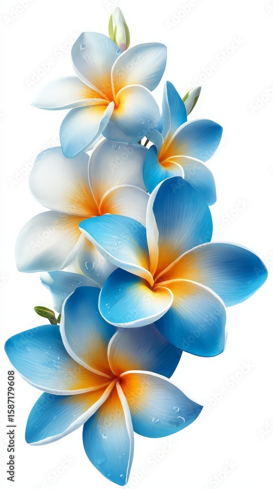Naklejka premium Beautiful Blue And White Plumeria Bouquet