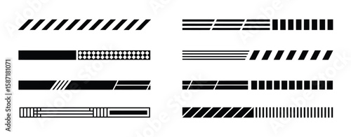 Racing stripes for car tuning pack with vector stickers designed for vehicle wraps and body customization, isolated on white background