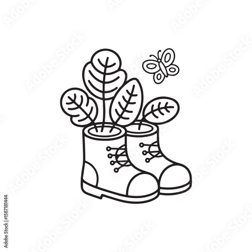 Miniature Garden Coloring Page – Bold and Easy Line Art for Relaxing Fun, Miniature Garden Coloring Page, bold easy garden illustration, Coloring Book, Coloring Pages, Printable Coloring Pages