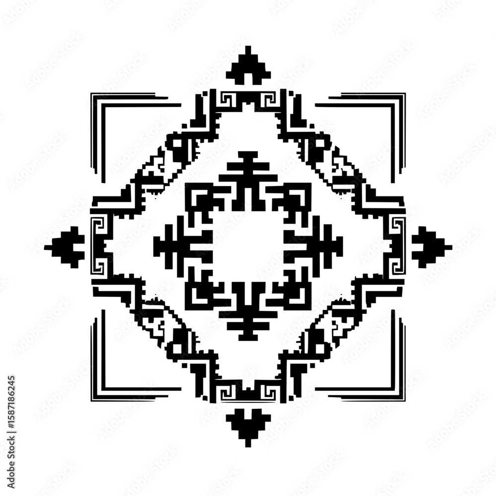 Obraz premium Isolated Aztec Filled Rectangle black white on plain background