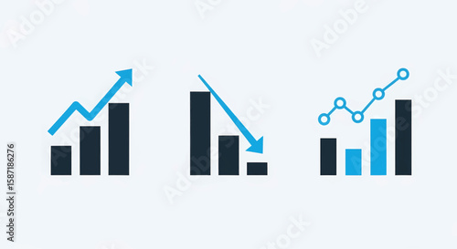 Visualize economic dynamics through chart growth analysis, decline, and fluctuating trend analysis