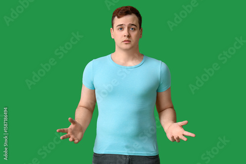 Young shocked overweight ma...