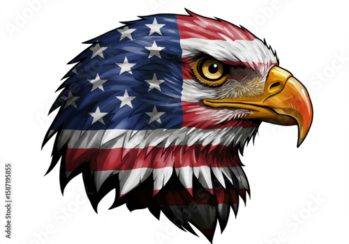 Majestic eagle head adorned with the american flag patriotic symbol