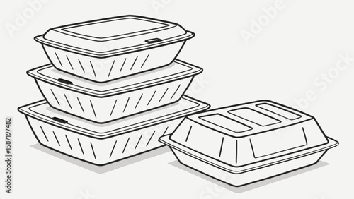 Takeout containers stackable food containers disposable food boxes to go containers restaurant supplies sketch