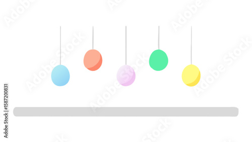 Colorful newton's cradle vector illustration for physics education and science concepts pendulum balls design