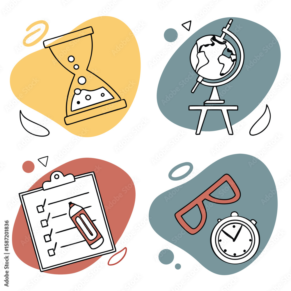 Fototapeta premium Educational icons illustration set