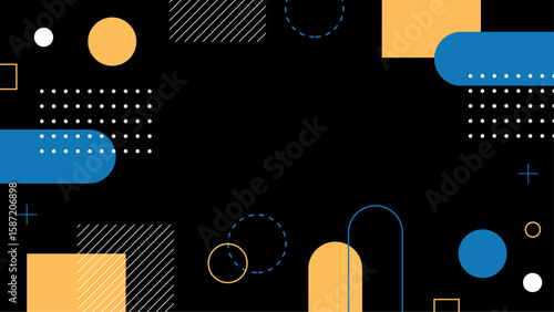 Abstract geometric shapes in blue, yellow, and white suitable for modern graphic design projects, backgrounds, websites, or print materials.