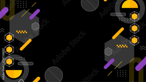 Abstract geometric shapes in yellow, purple, and gray suitable for modern graphic design projects, web backgrounds, and print materials.