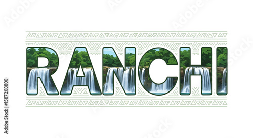 Ranchi India travel logo design waterfall nature.