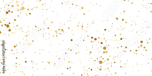 Gold glitter texture isolated on white. Golden color of winners. Aureate abstract particles on ofay substrate. Explosion of confetti shine. Celebratory background. Vector illustration