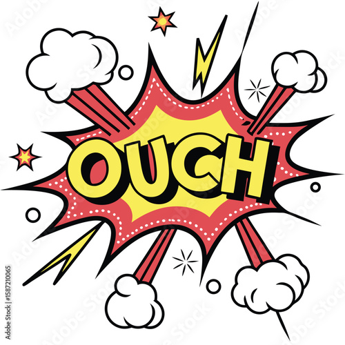 Ouch comic book style word balloon