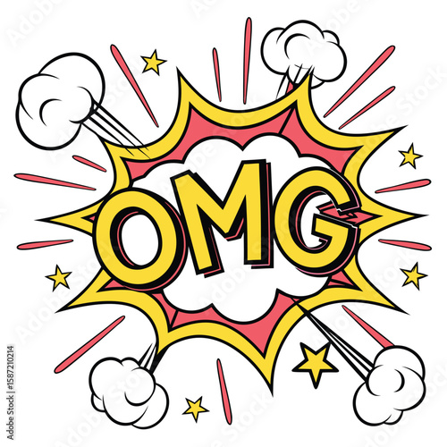 Omg comic book speech bubble graphic