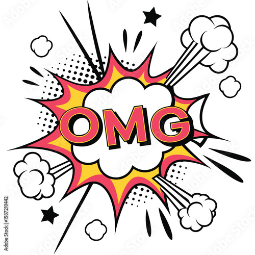 Omg comic speech bubble graphic