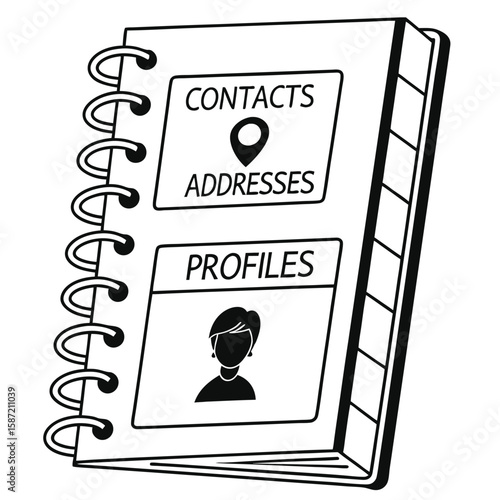 Open spiral notebook contacts addresses profiles