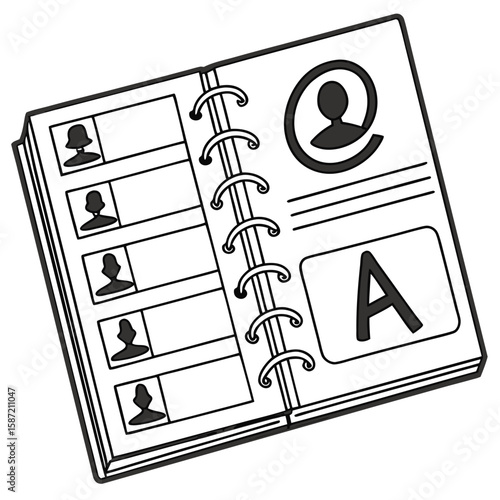 Open spiral bound notebook contact information